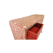 Red Bone Inlay Floral Design Chest