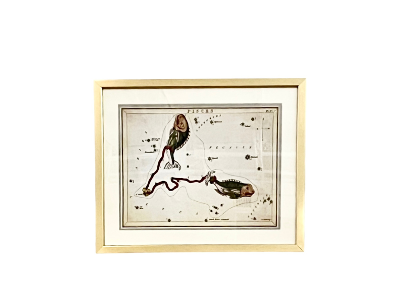 Custom Framed Antique Pisces Zodiac Print