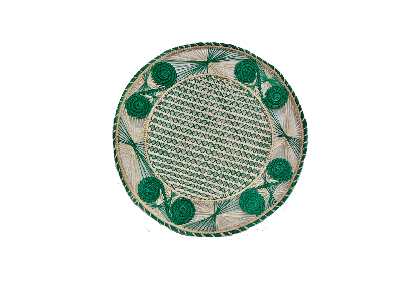 Handwoven Green Caracol Iraca and Straw Placemat