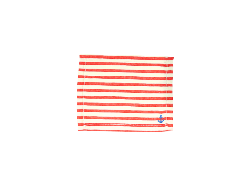 Red and White Stripe Placemat with Blue Anchor, Set of 4