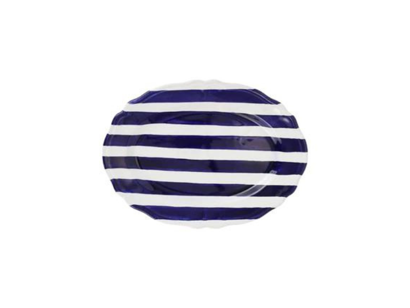 Amalfitana Cobalt Blue Striped Oval Platter