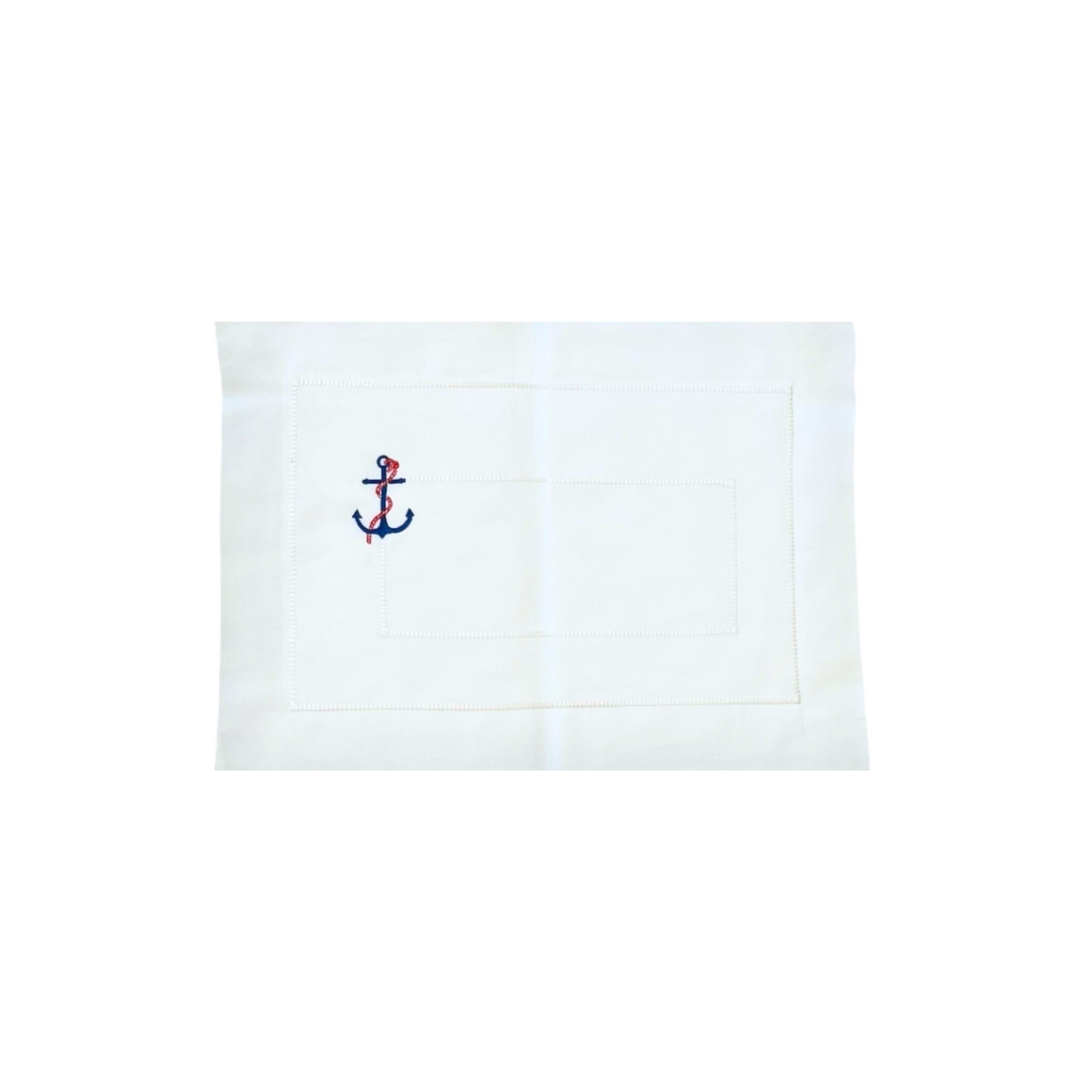 Hand Embroidered Linen Anchor Placemats, Set of 4