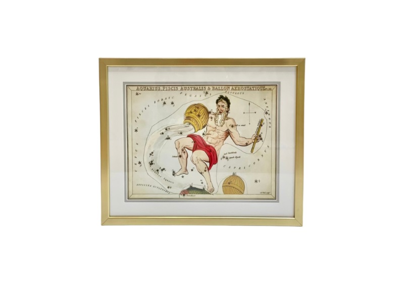 Custom Framed Antique Aquarius Zodiac Print