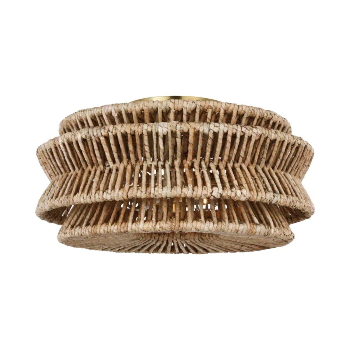 Antigua Brass & Abaca Large Drum Semi-Flush Mount ceiling light on white