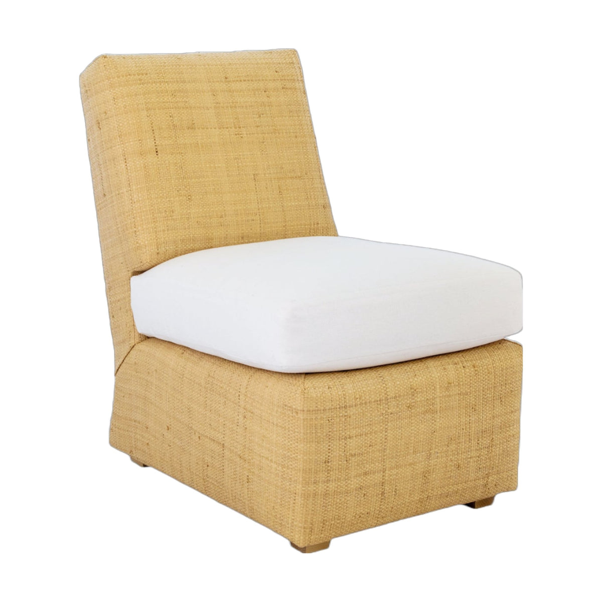 Billy Baldwin x Danielle Rollins Medium Madagascar Grasscloth Slipper Chairs on a white background