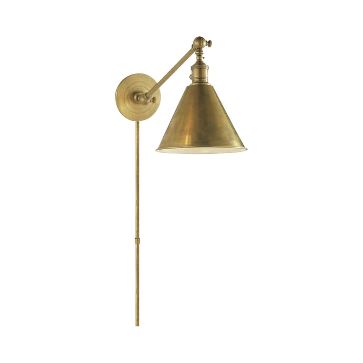 Hand-Rubbed Antique Brass Single Arm Library Light on white