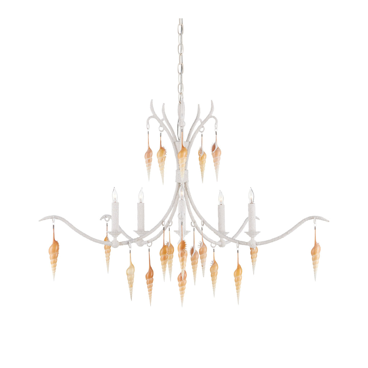 Arcachon Hanging Shell Chandelier ceiling light on white