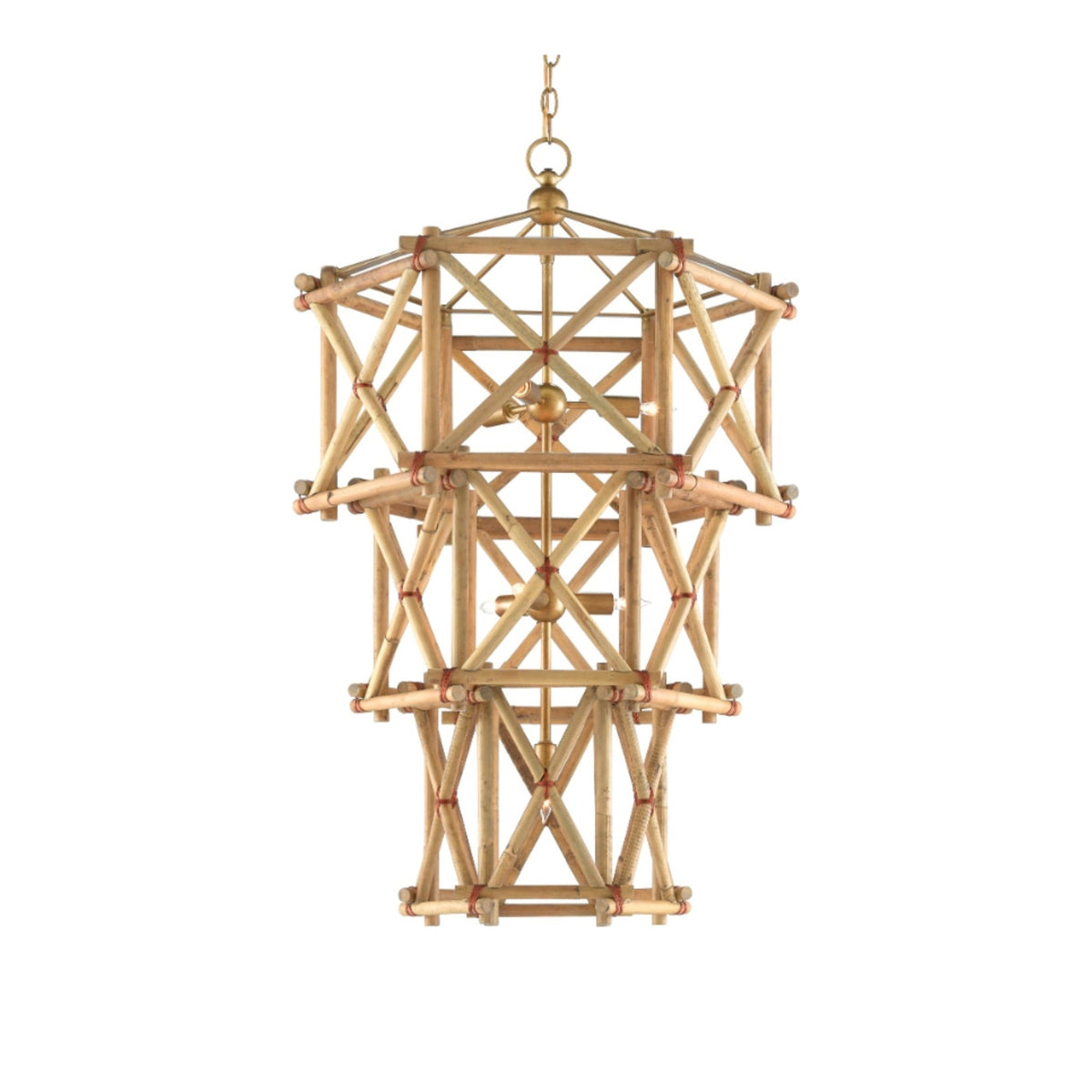 Kingali Medium Rattan Chandelier ceiling light on white