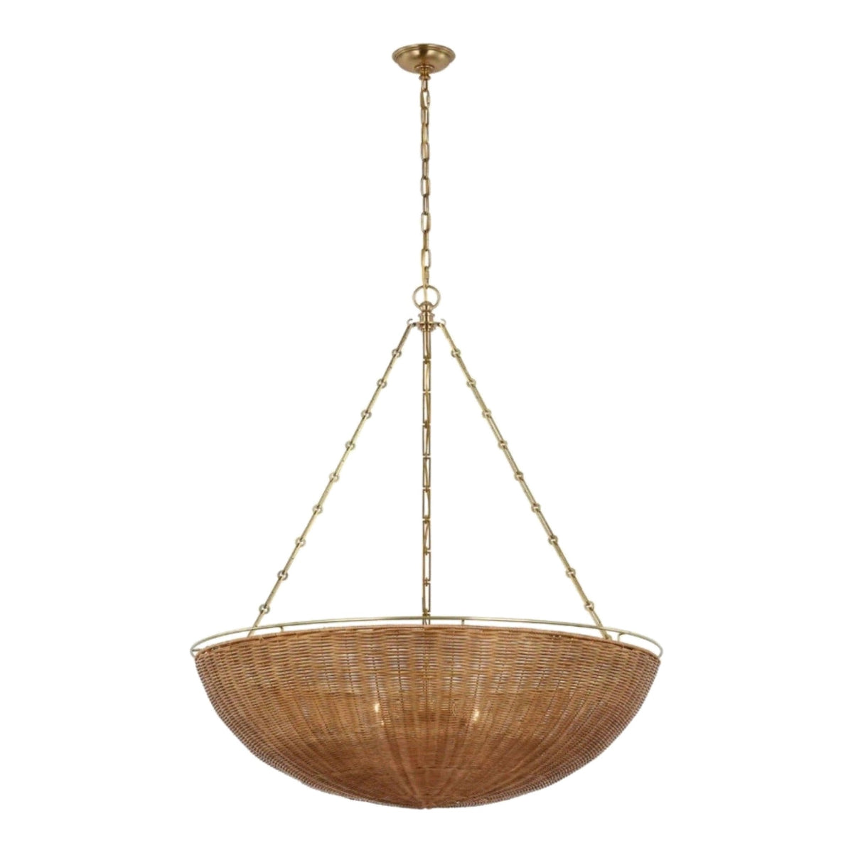 Clovis Wicker & Brass Chandelier ceiling light on white