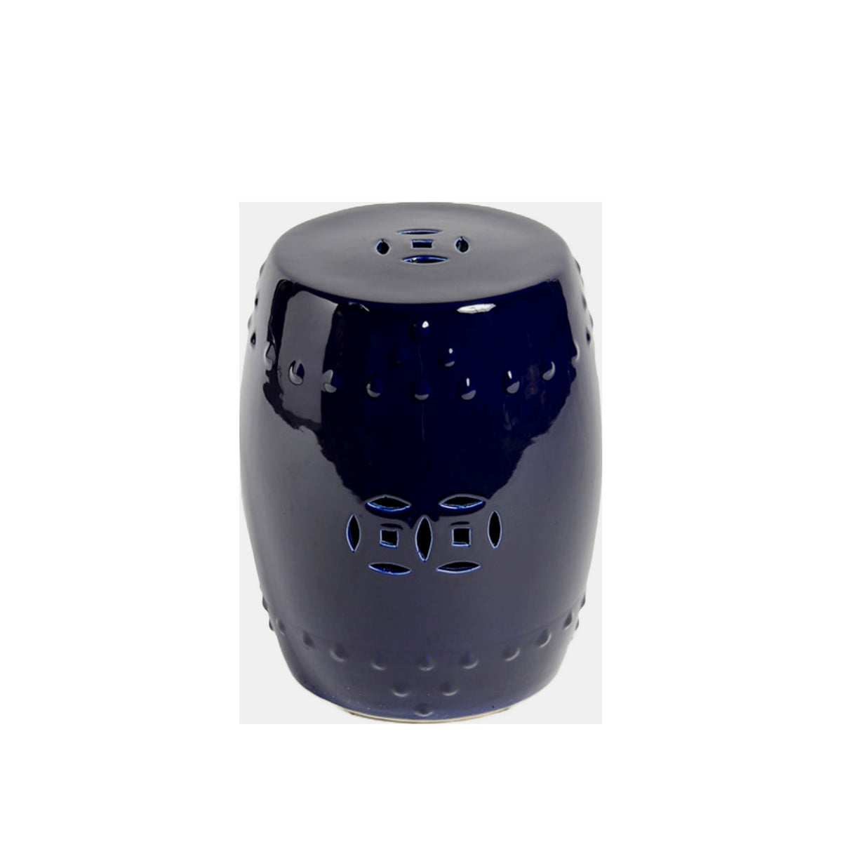 Cobalt Blue Porcelain Garden Stool on a white background