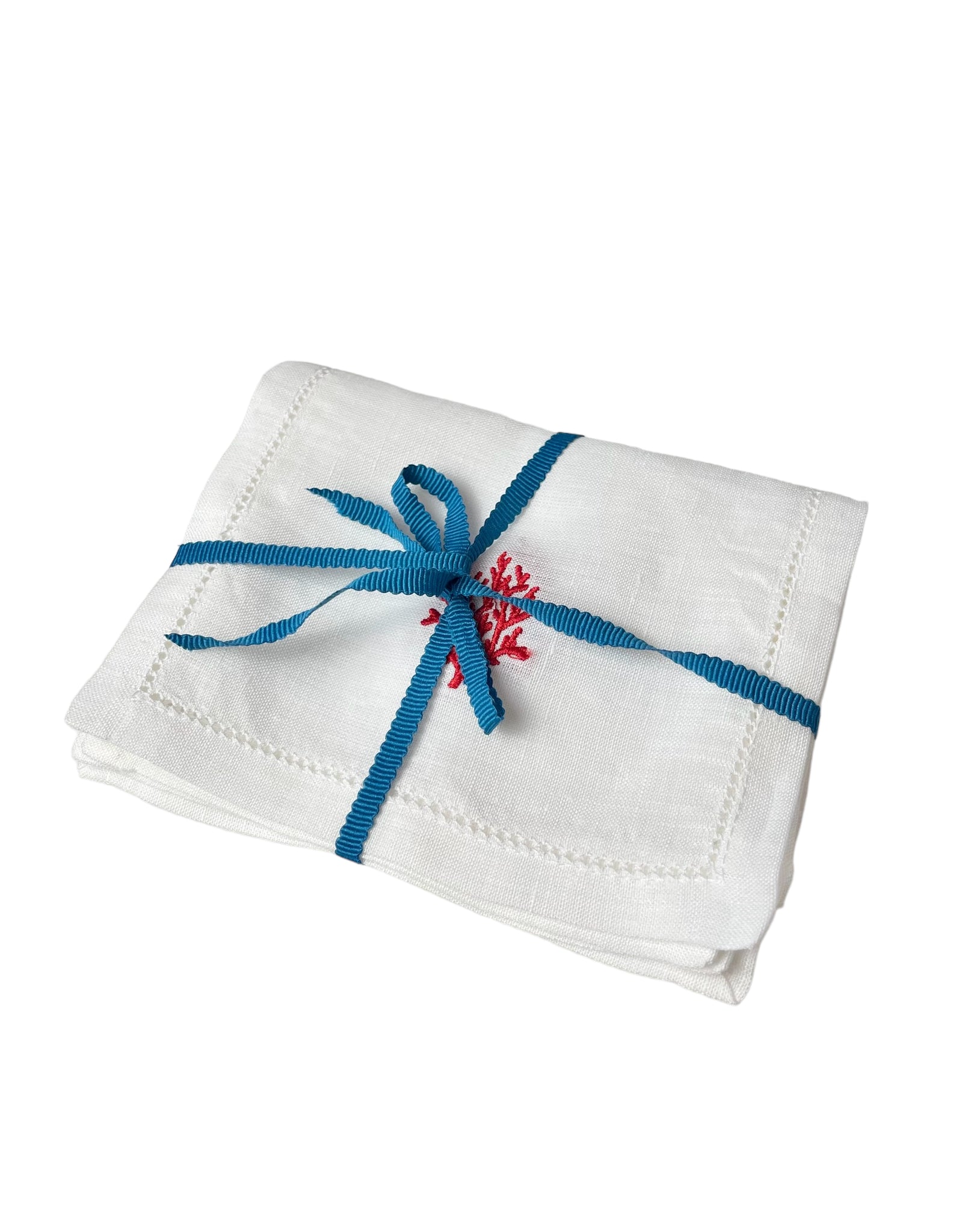 Red Coral Branch Cocktail Napkins, Set of 4