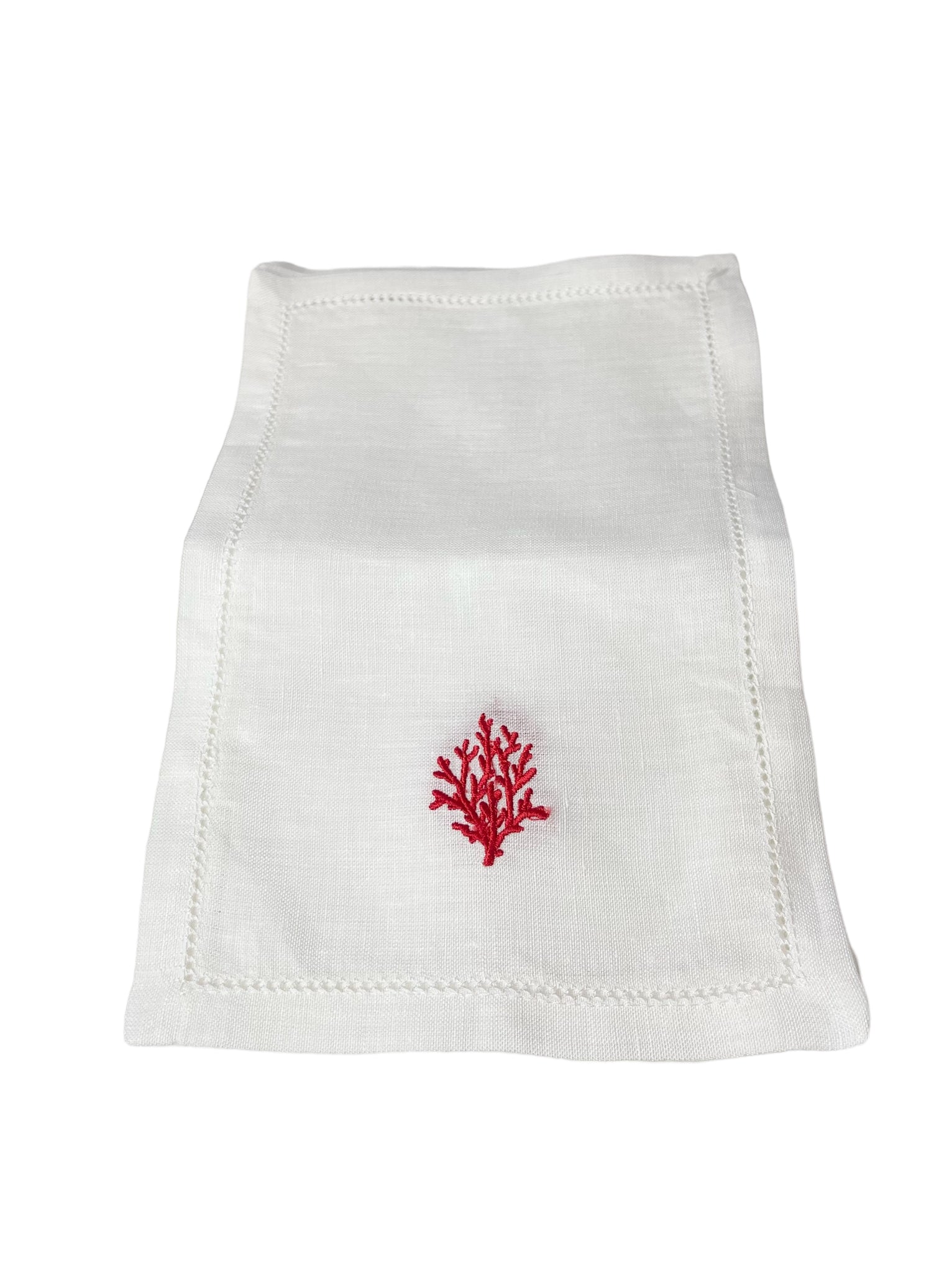 Red Coral Branch Cocktail Napkins, Set of 4