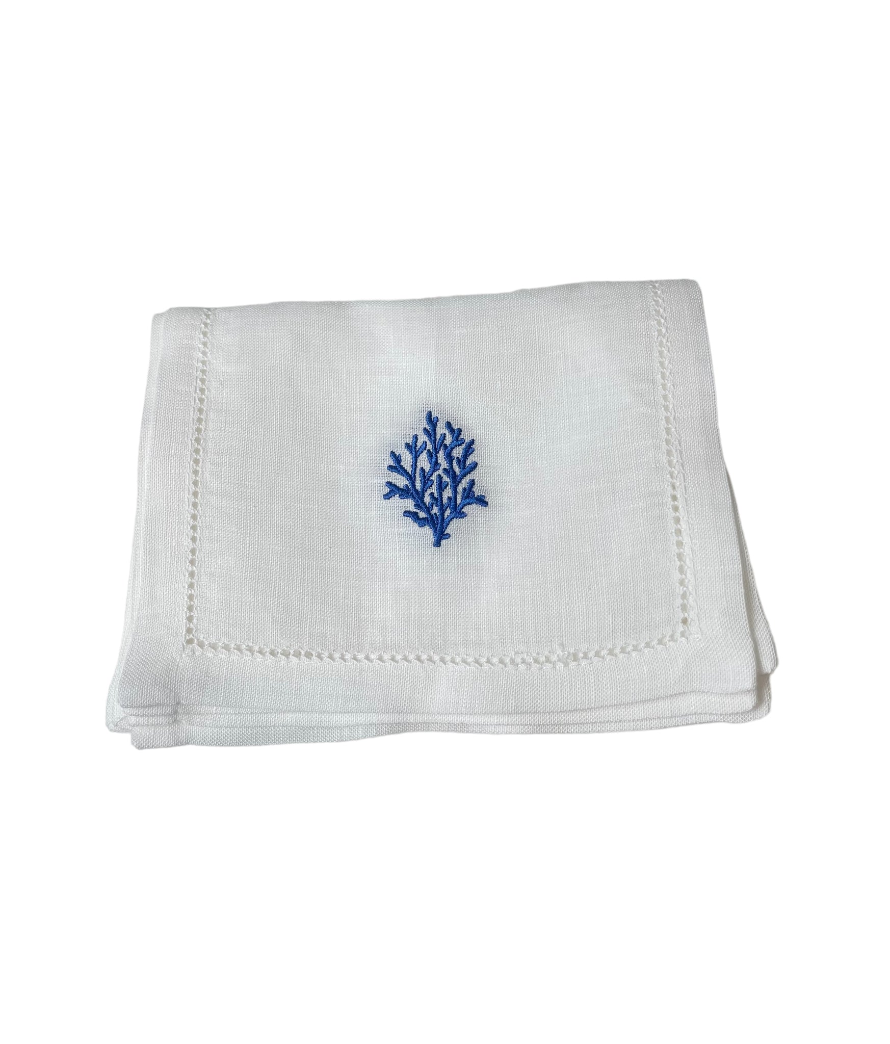 French Blue Coral Cocktail Napkins, Set of 4