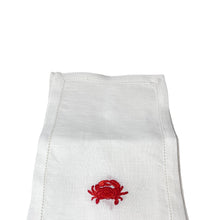 Red Crab on White Linen Cocktail Napkins, Set of 4