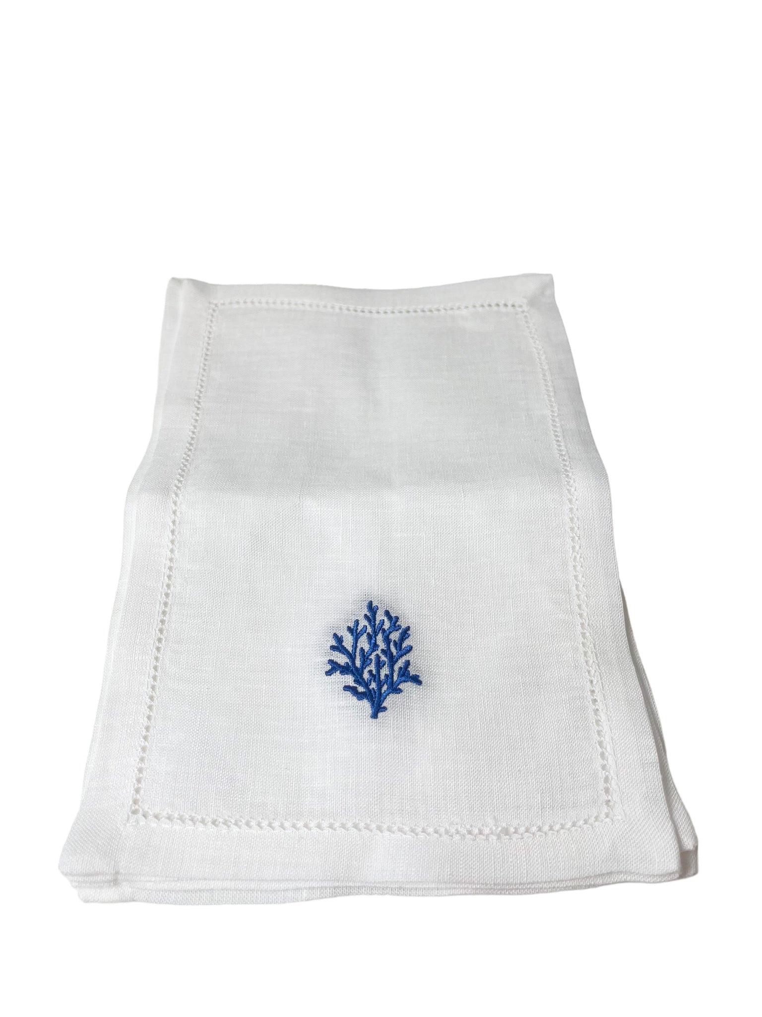 French Blue Coral Cocktail Napkins, Set of 4