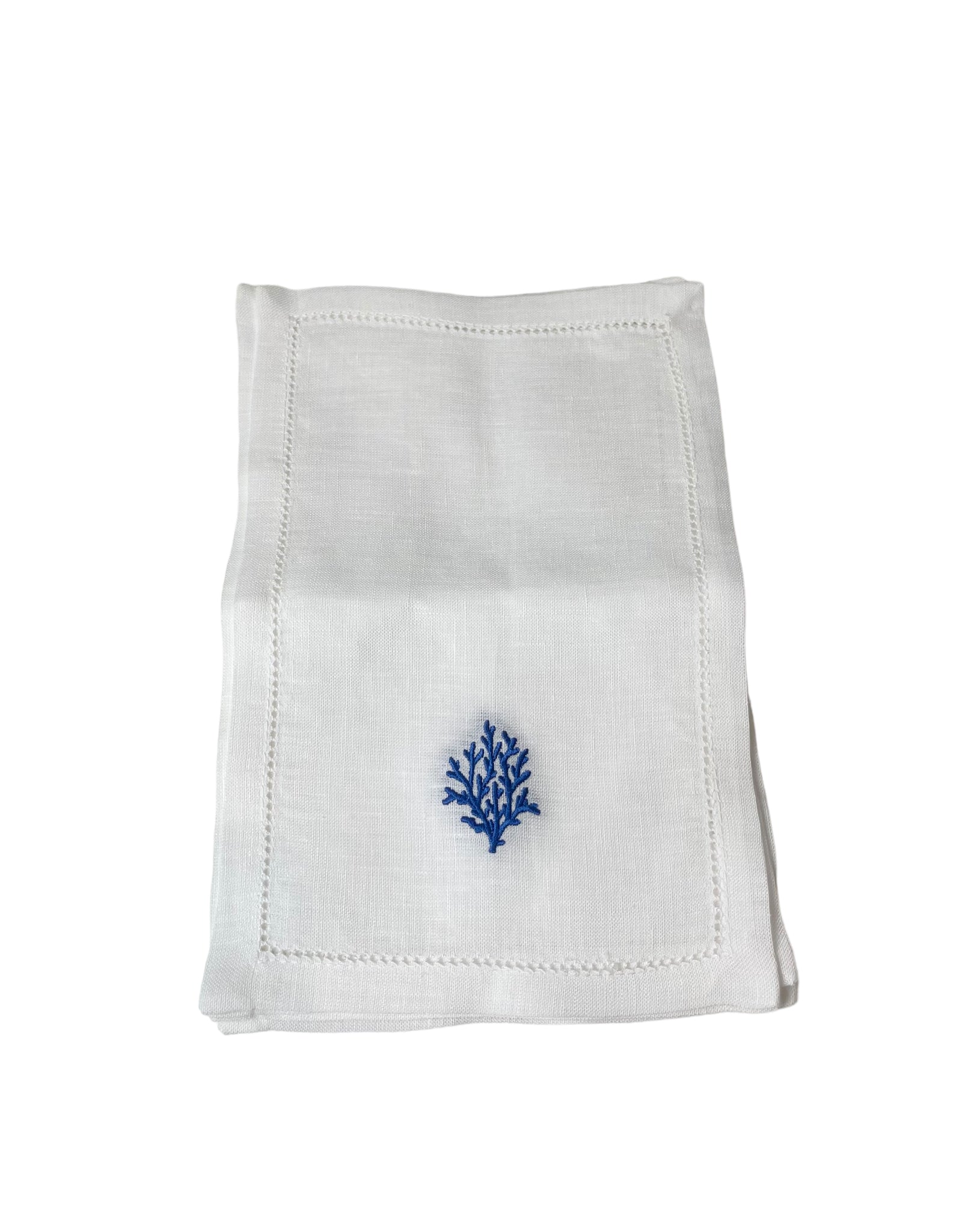 French Blue Coral Cocktail Napkins, Set of 4