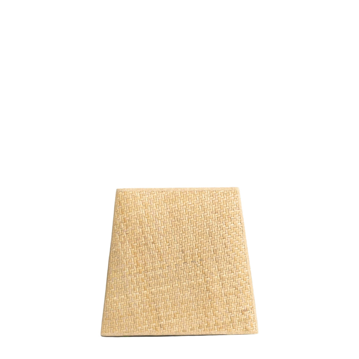 Danielle Rollins Home Woven Rattan Herringbone Tapered Rectangle Lampshade on white