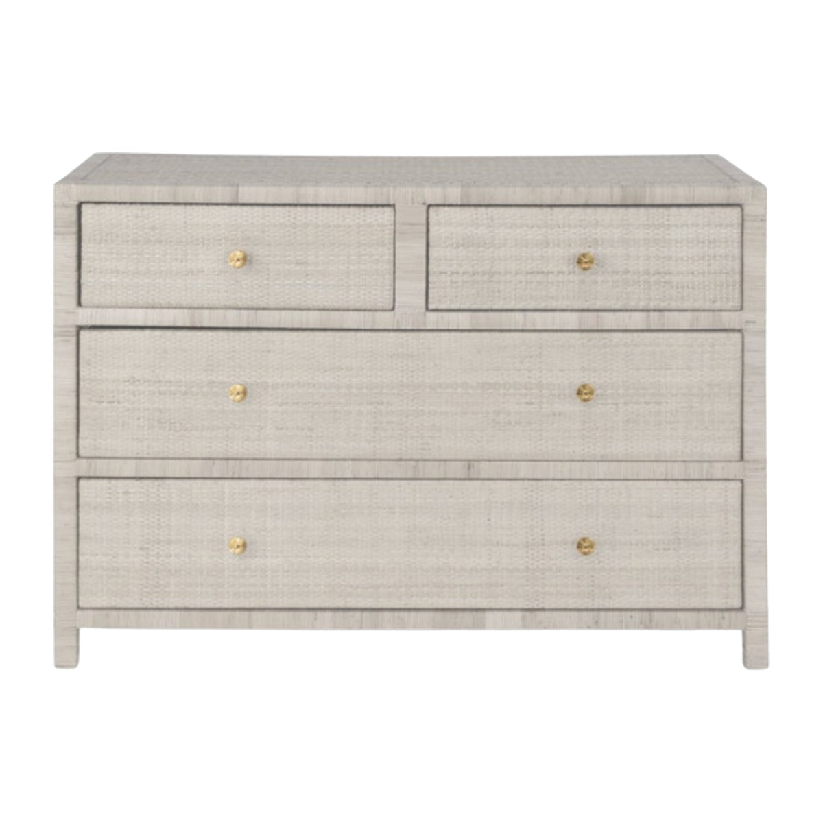 French Gray Rattan Dresser on a white background