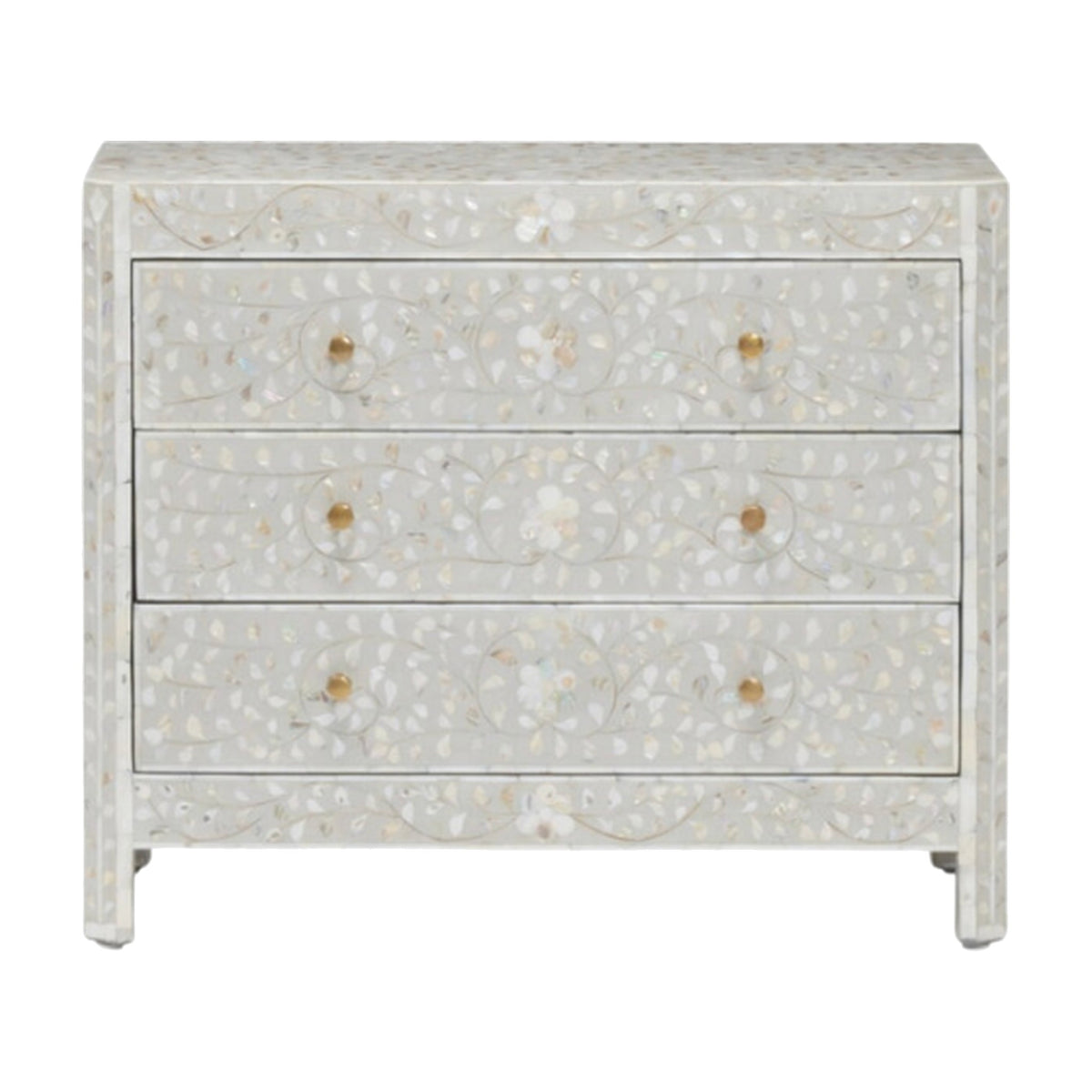 Gray Shell Inlay Dresser on a white background