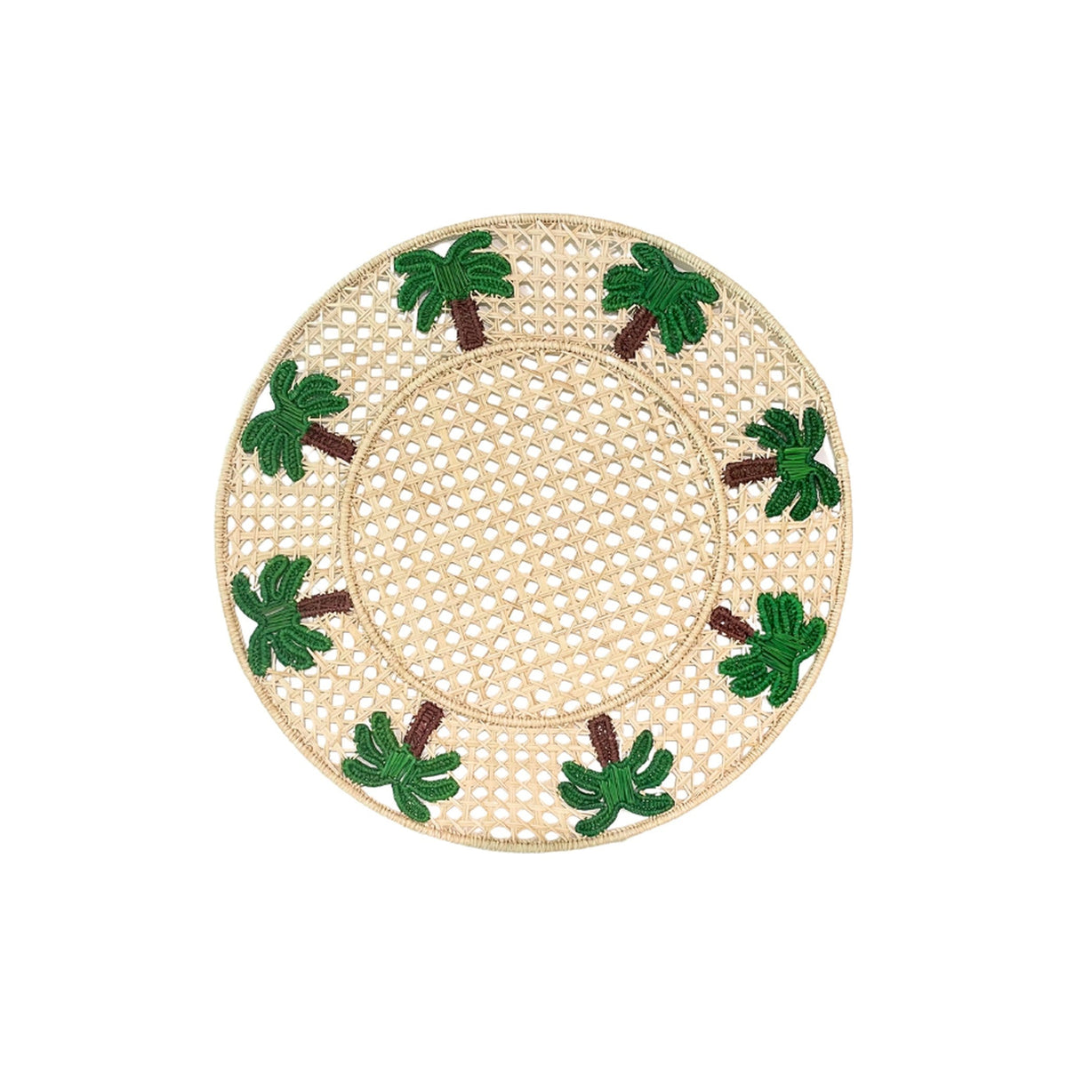 Handwoven Natural Palm Placemat, shown on a white background