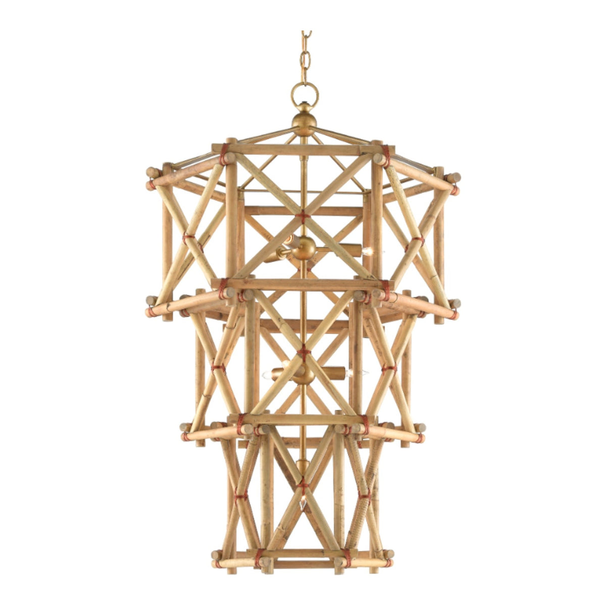 Kingali Medium Rattan Chandelier, shown on a white background