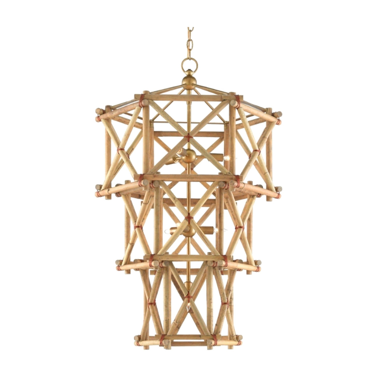 Kingali Medium Rattan Chandelier ceiling light on white