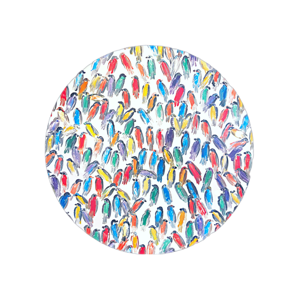 Hunt Slonem Rainbow Lories Lacquer Placemats Danielle Rollins Brands LLC