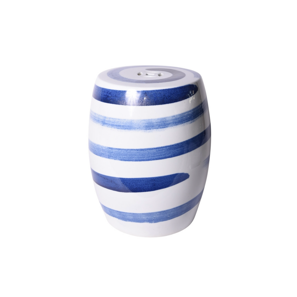 Blue & White Spin Brushstroke Porcelain Garden Stool