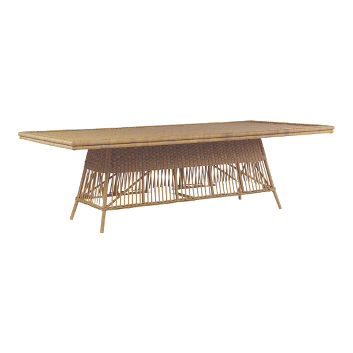 Mainland Wicker Rectangular Dining Table (tempered glass) on a white background
