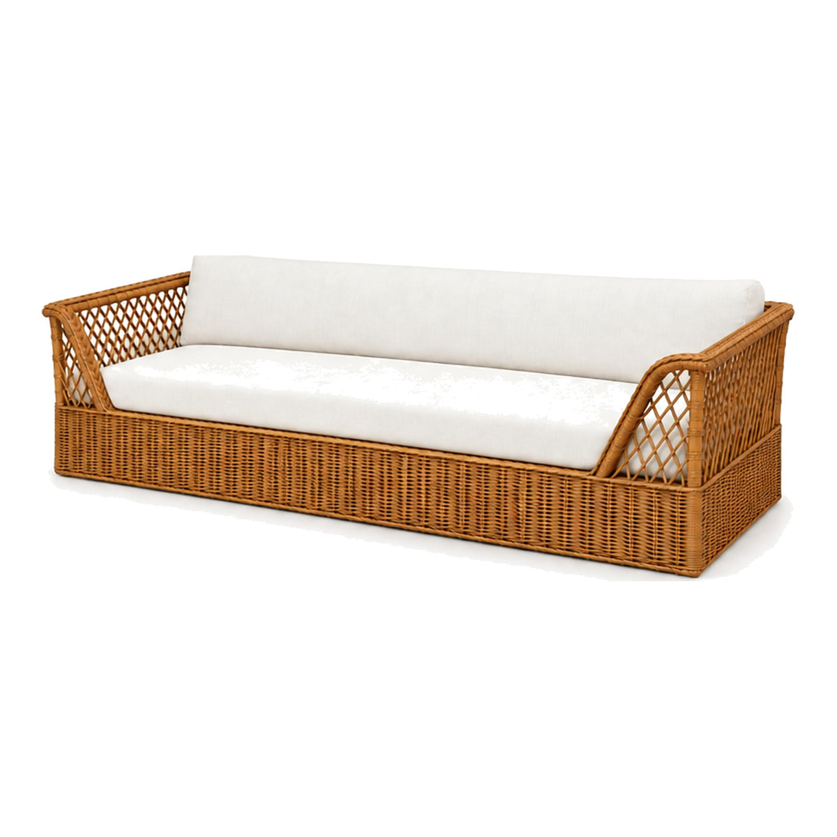 McGuire Modern Rattan and Wicker Daybed Sofa on a white background
