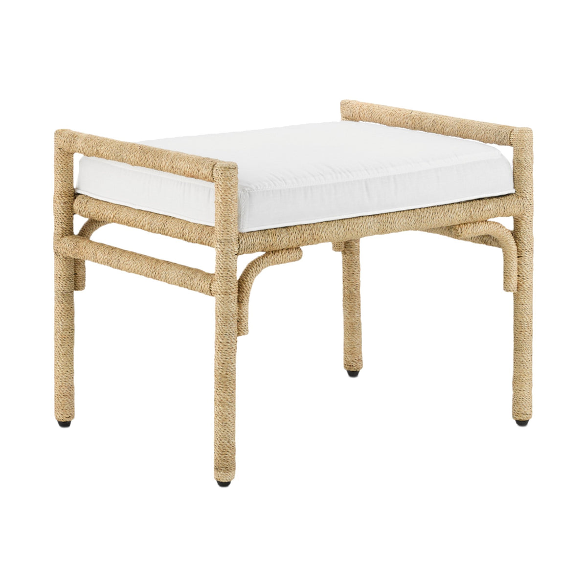 Olisa Rope Ottoman with Cushion on a white background
