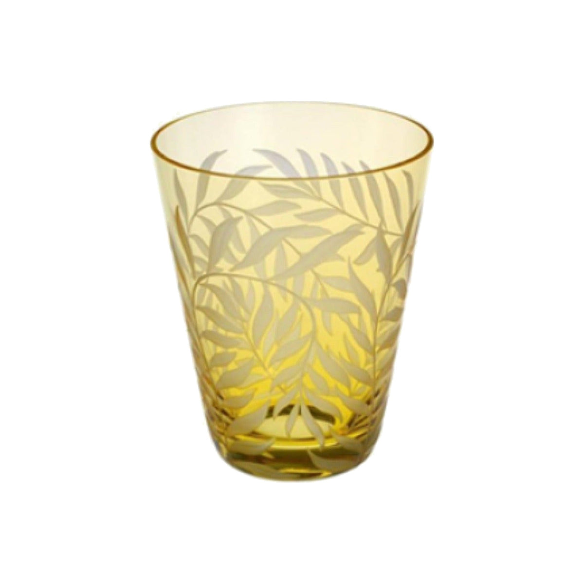 Single Feuilles Tangerine Tumbler - Feuilles Engraving glass, shown alone on a white background