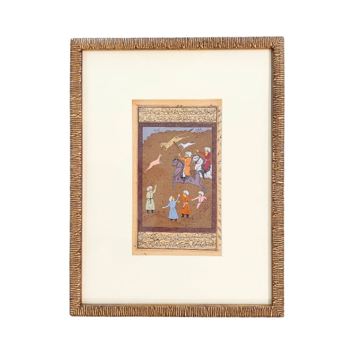 Rare Indian Story Book Page, Hunting Expedition, framed art