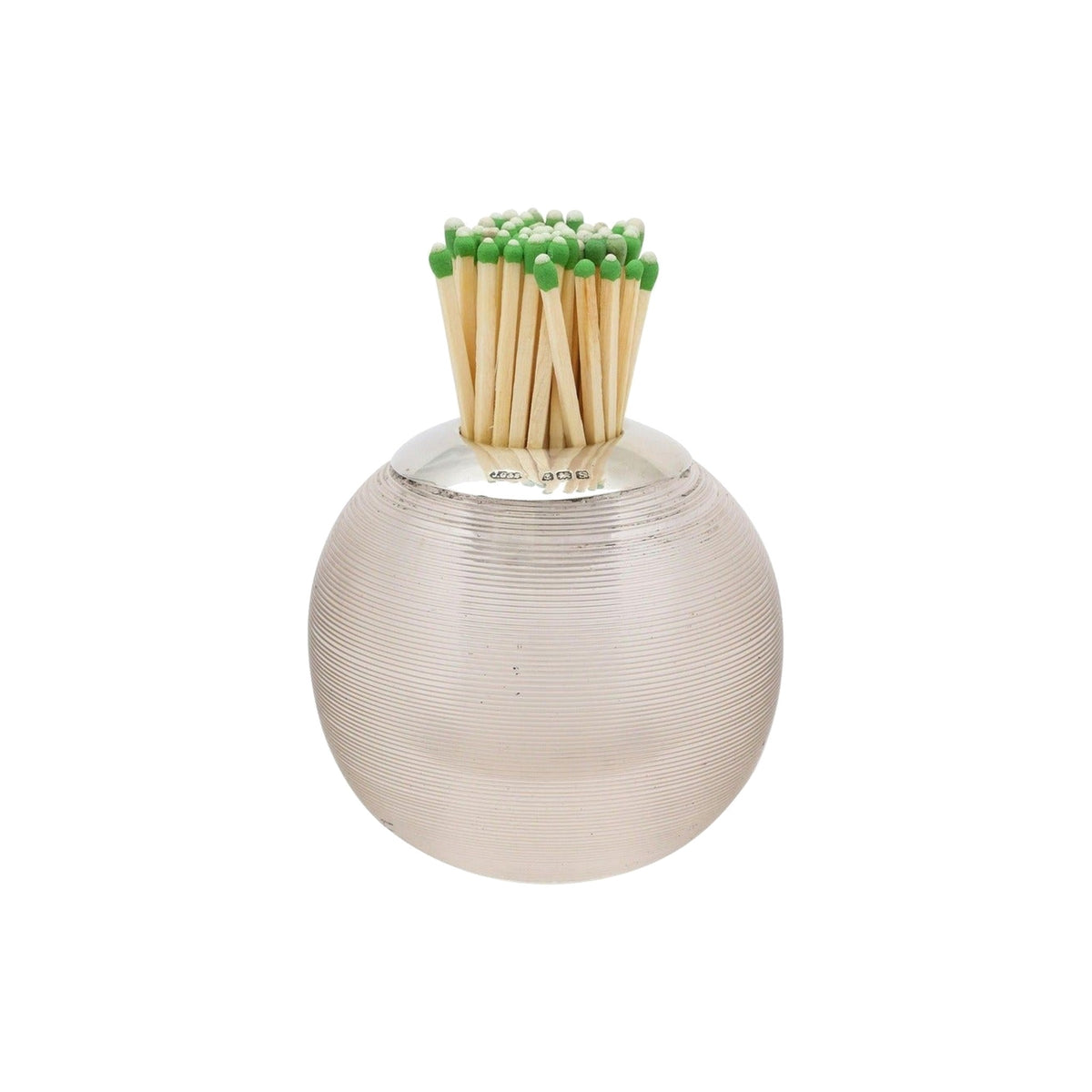 Large Art Deco Sterling Silver-Mounted Threaded Crystal Match Striker, shown on a white background