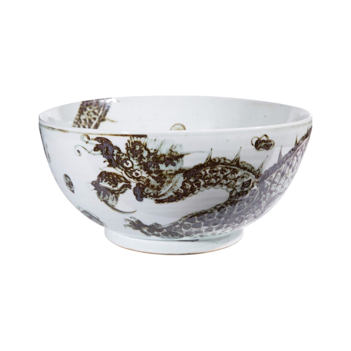 Brown Rustic Dragon Bowl on a white background