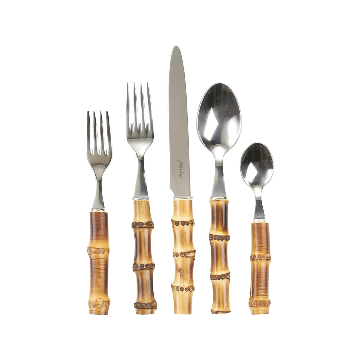 Bamboo 5-Piece Natural Silverware, shown on a white background