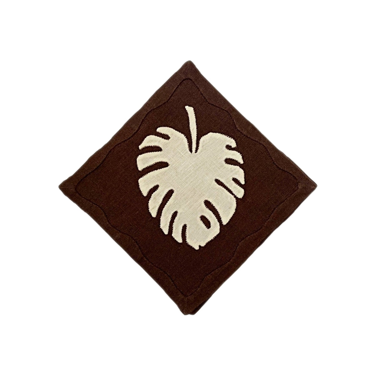 Monstera Leaf Cocktail Napkins, Set of 6, shown on a white background
