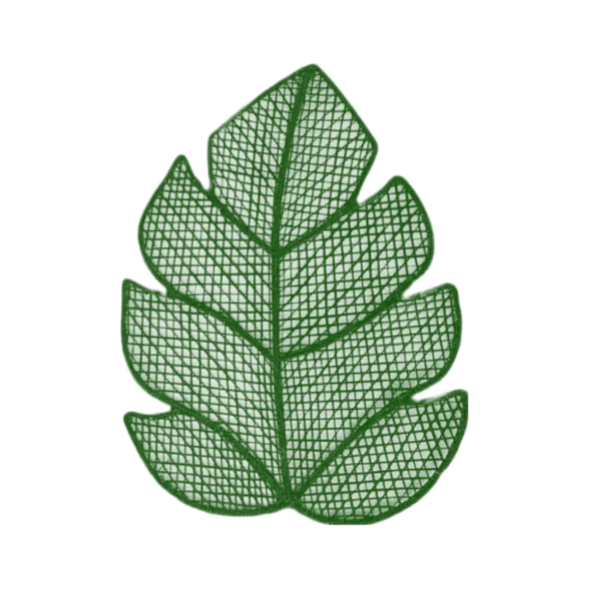 Handwoven Green Leaf Iraca and Straw Placemat, shown on a white background
