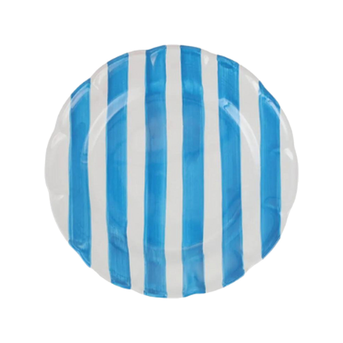 Amalfitana Aqua Stripe Dinner Plates on a white background