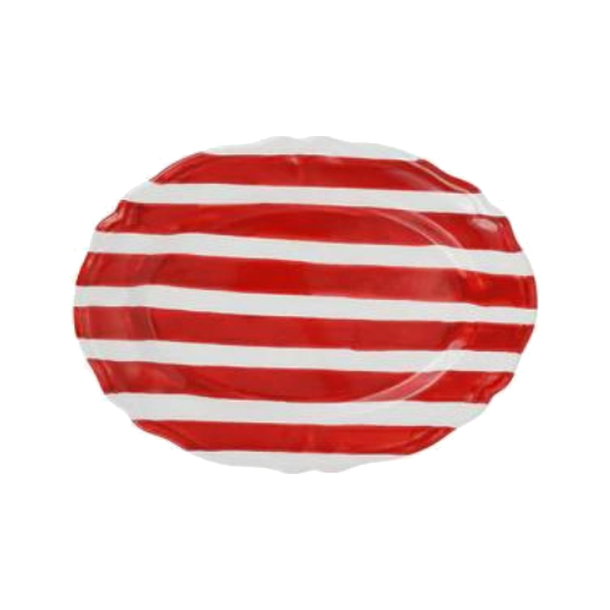 Amalfitana Red Striped Oval Platter on a white background