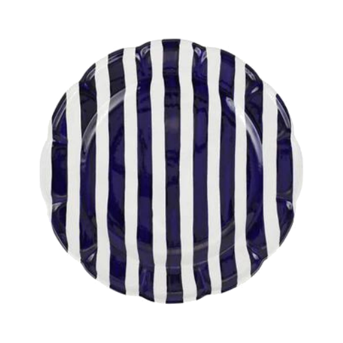 Amalfitana Cobalt Blue Striped Round Platter on a white background