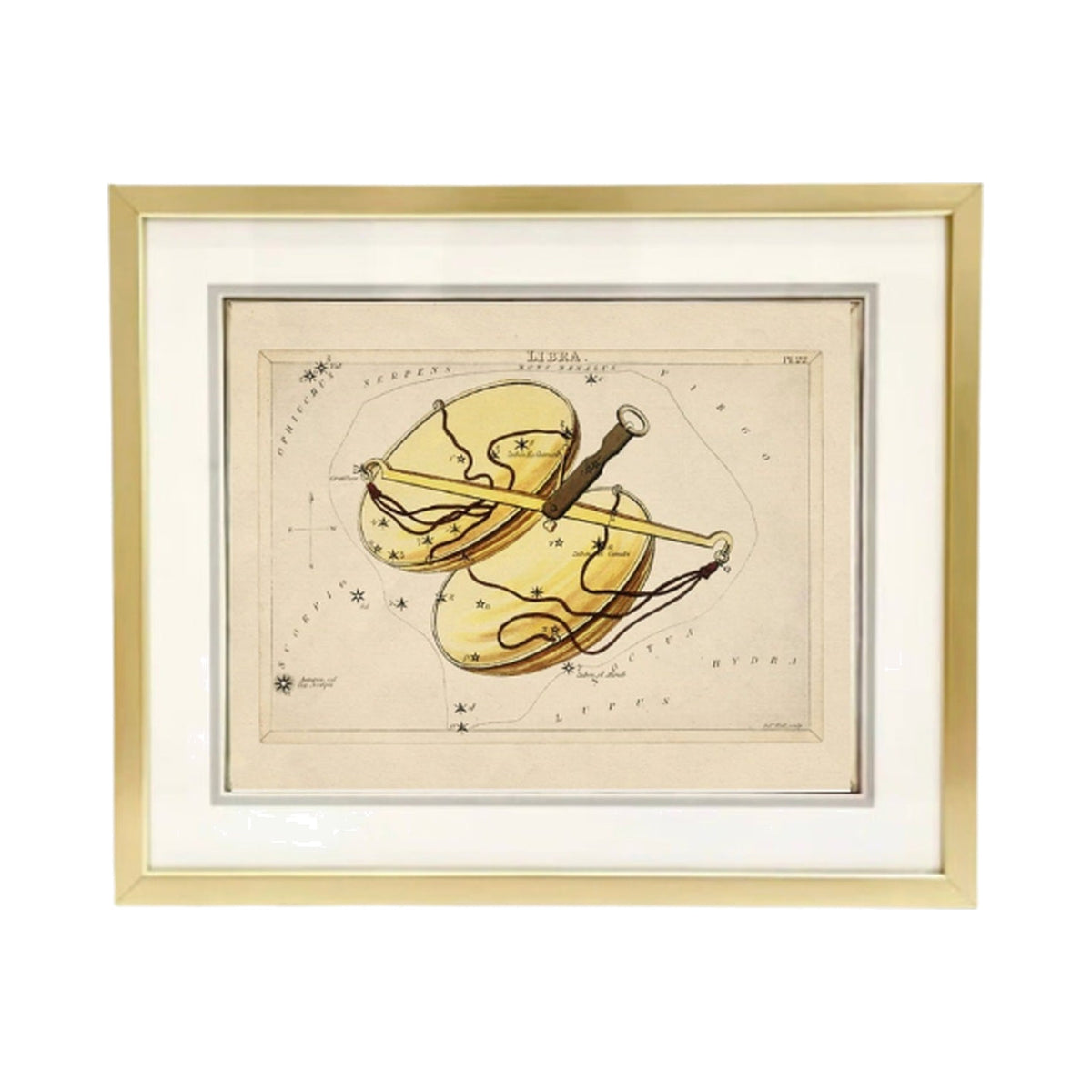 Custom Framed Antique Libra Zodiac Print, framed art