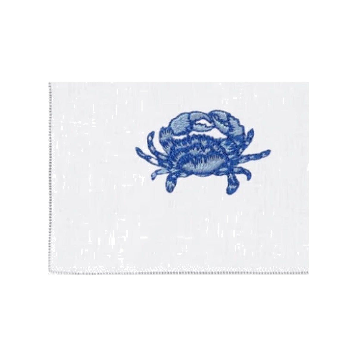 Blue Crab on White Linen Cocktail Napkins, Set of 4, shown on a white background