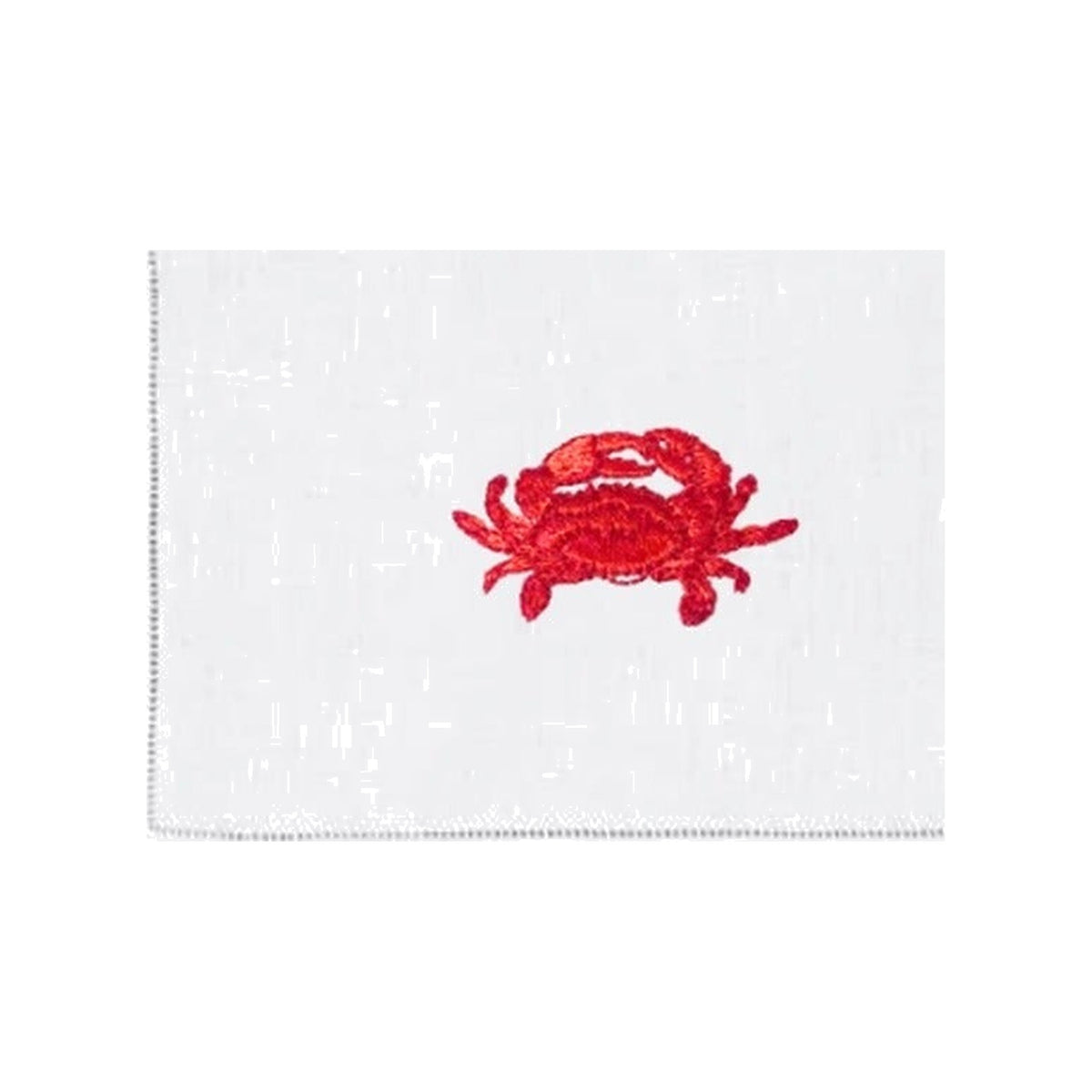Red Crab on White Linen Cocktail Napkins, Set of 4, shown on a white background