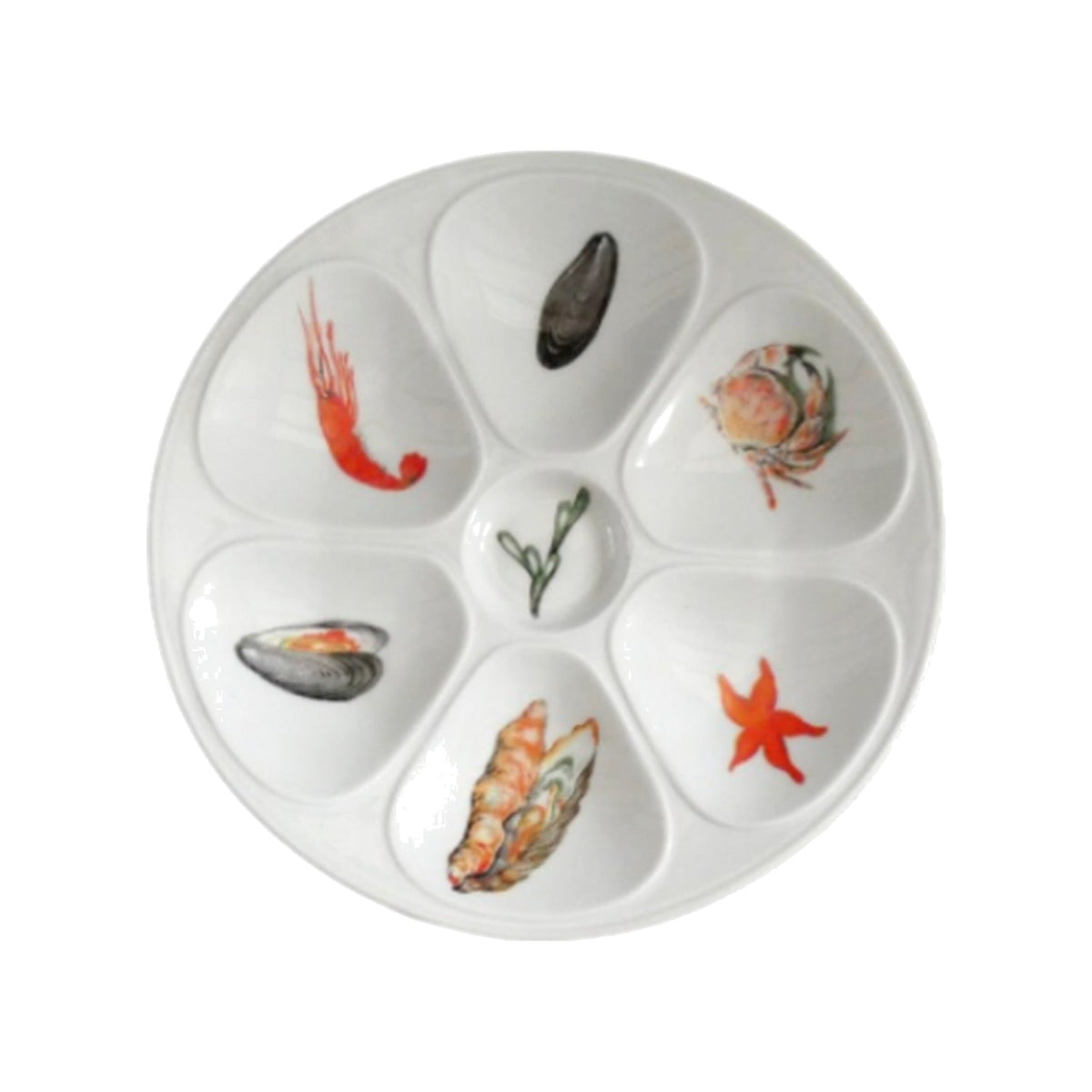 Vintage Louis Lourioux Oyster Plate, shown on a white background