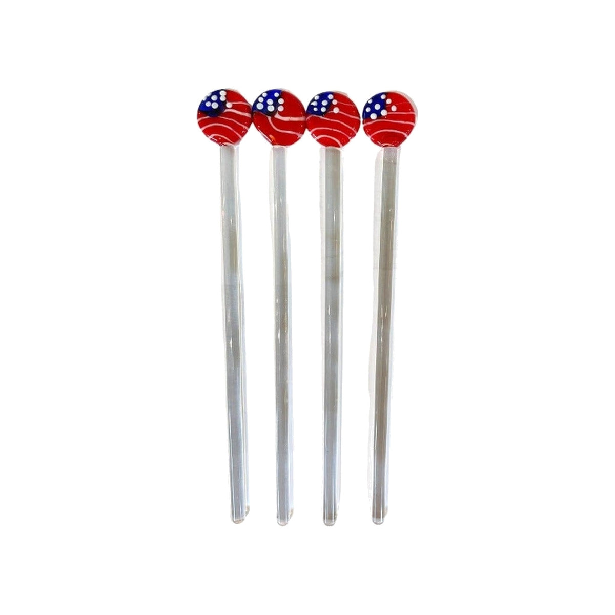 American Flag Swizzle Stirrers, Set of 4, shown on a white background