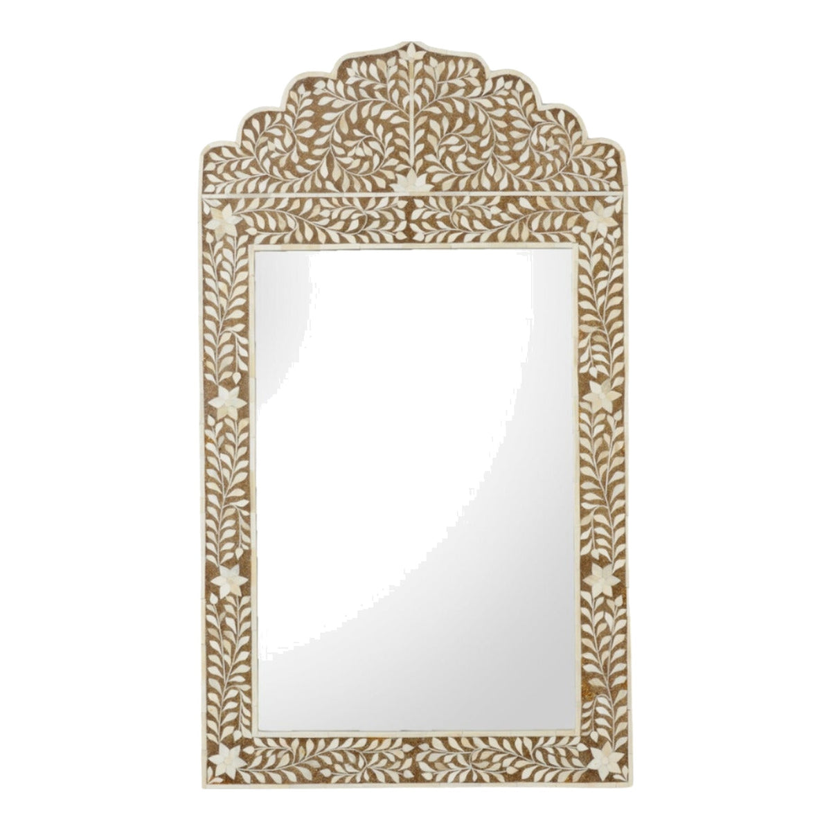 Floral and Vine Brown Inlay Mirror