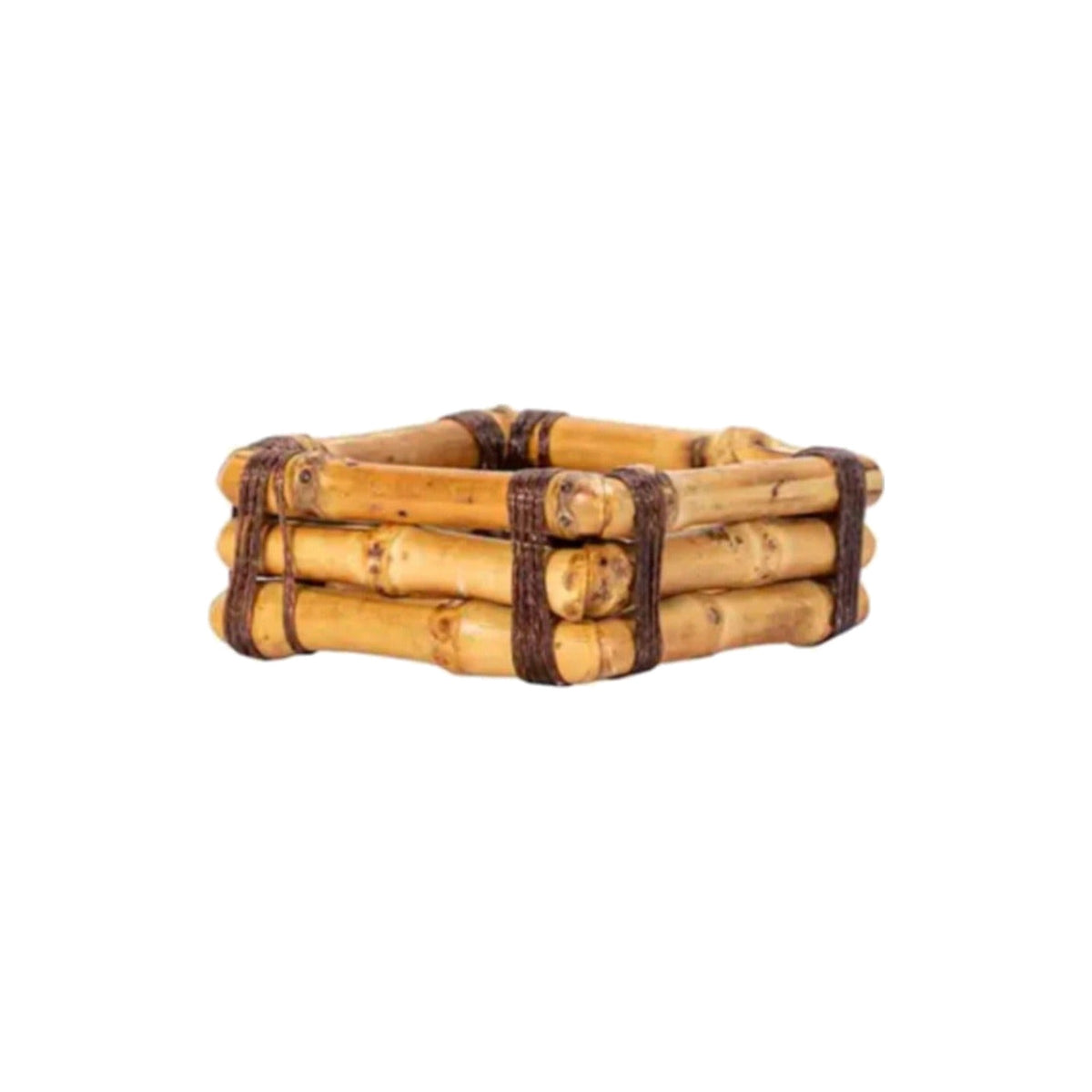 Bamboo Napkin Rings Set of 4, shown on a white background