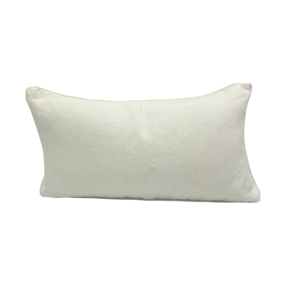 Danielle Rollins Home White Herringbone Linen Lumbar Pillow on a white background