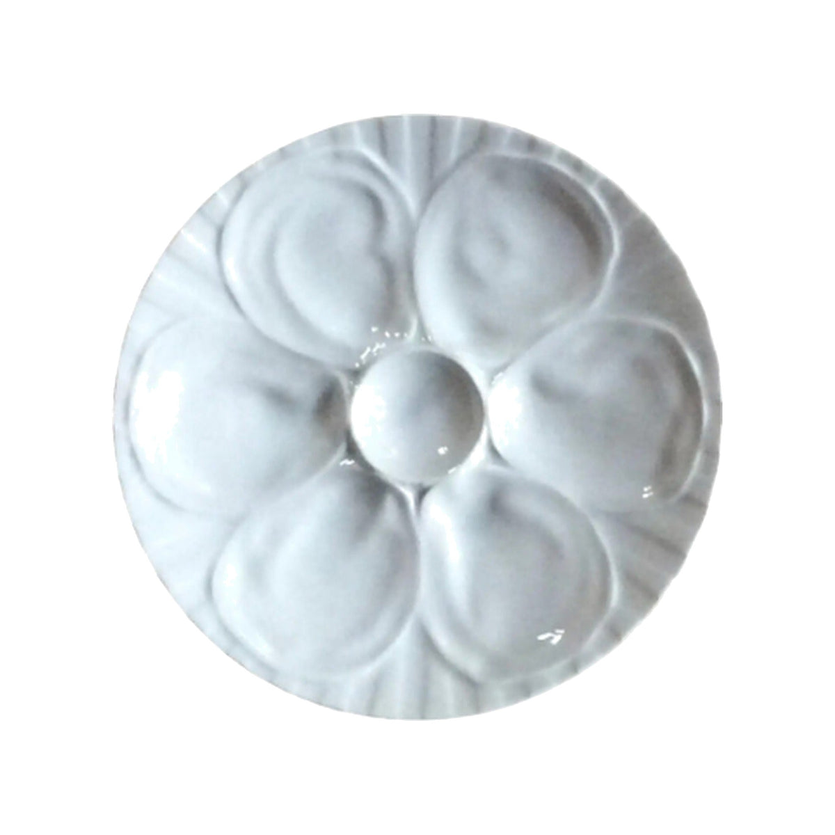 Vintage White Oyster Plate, shown on a white background